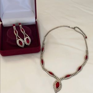 Valentine Sterling silver ruby necklace set